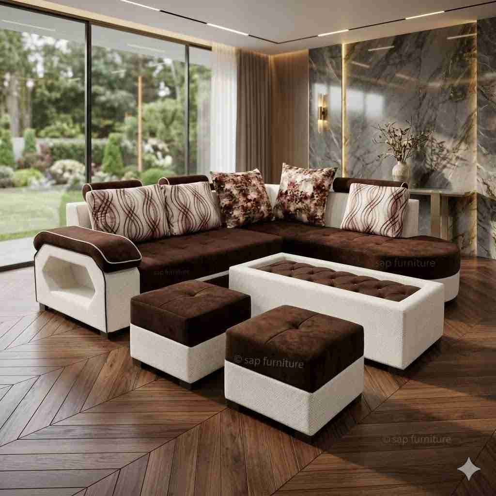 Choco-Vanilla Luxury Sofa Set