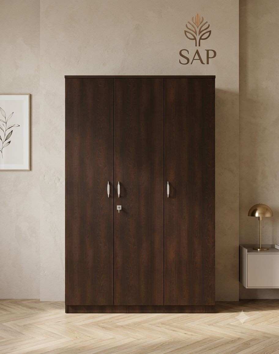SAP Furniture 3-Door Minimalist Wooden Wardrobe