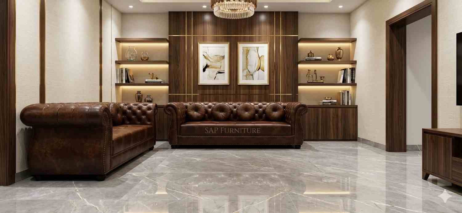 The Winston Antique Brown Leather Chesterfield Sofa Suite
