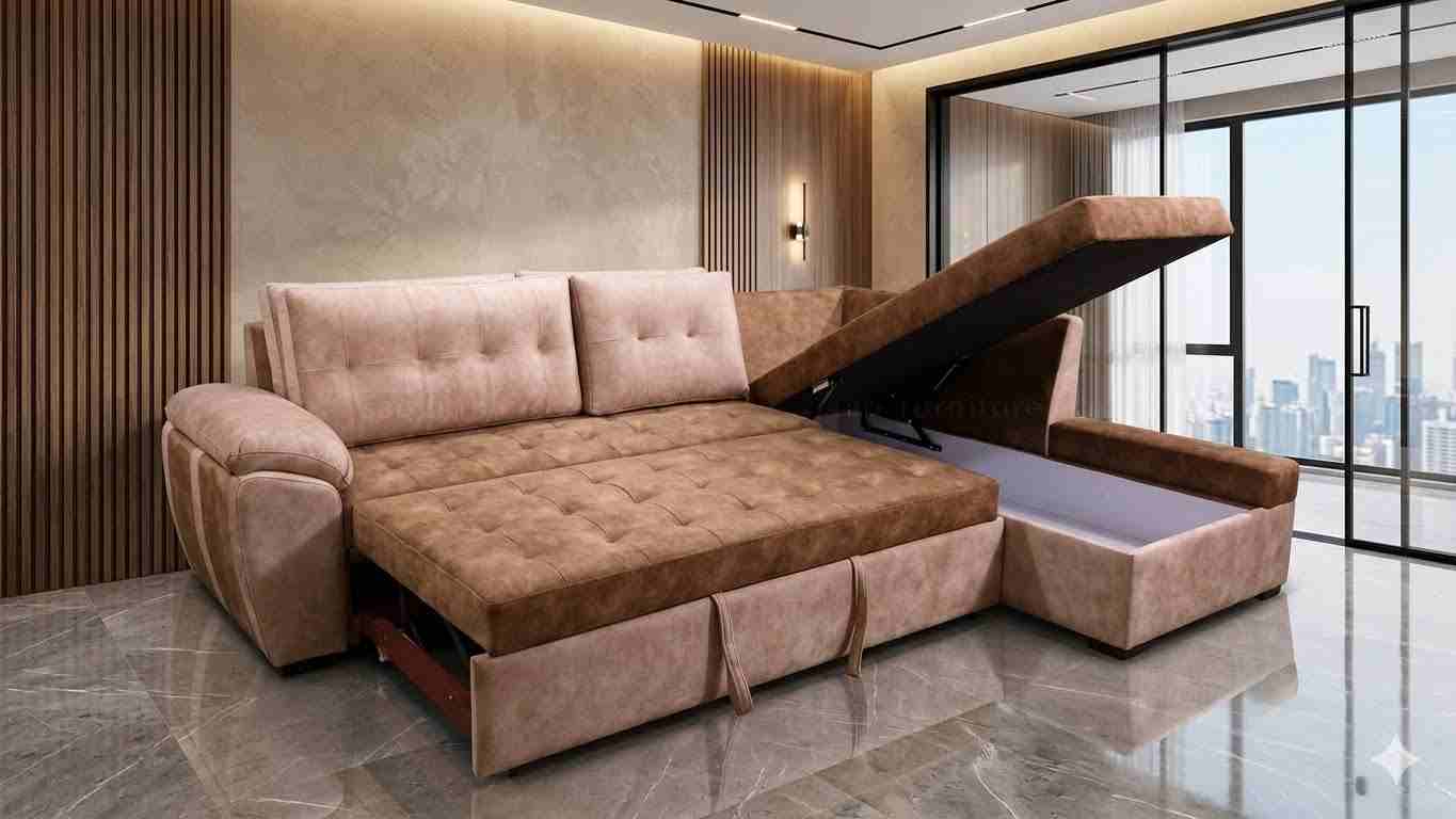 The Sahara Dual-Tone Velvet Sofa Cum Bed