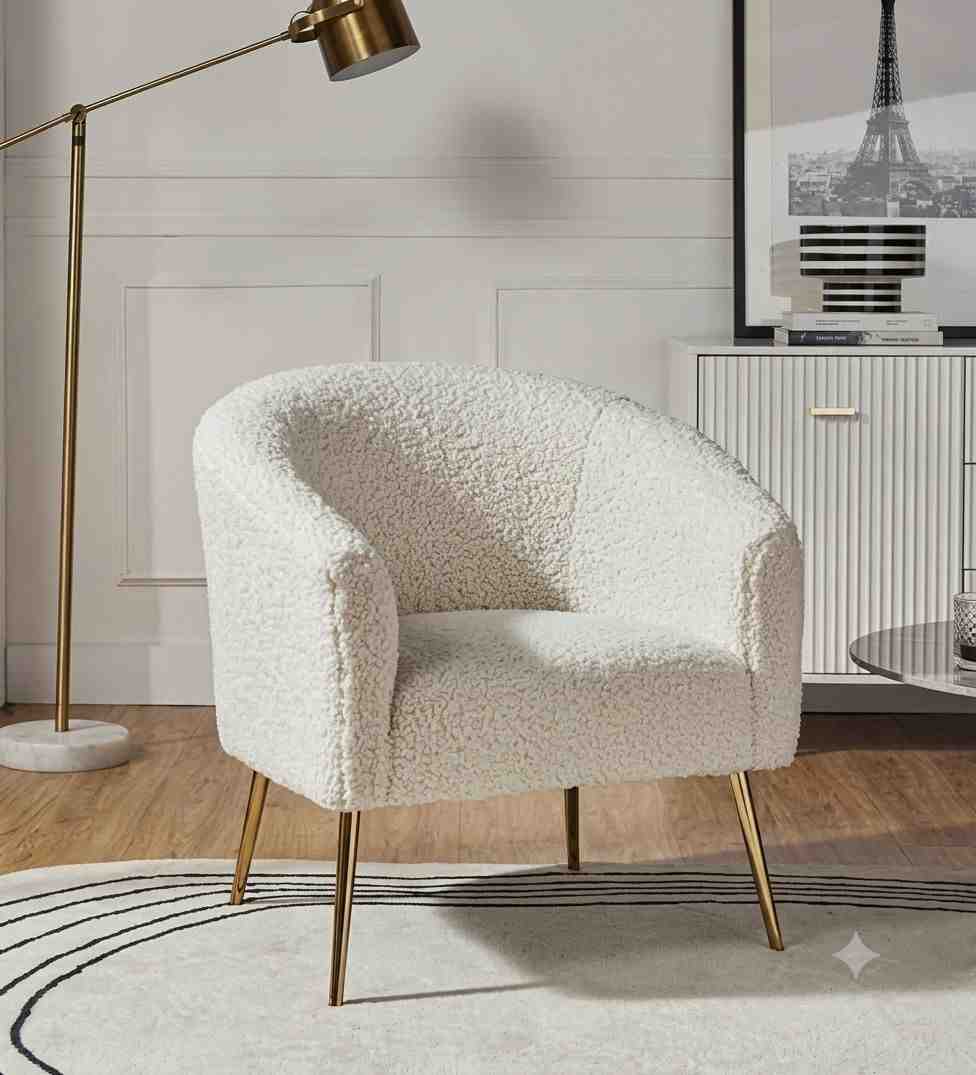 The Elara Ivory Bouclé Accent Chair