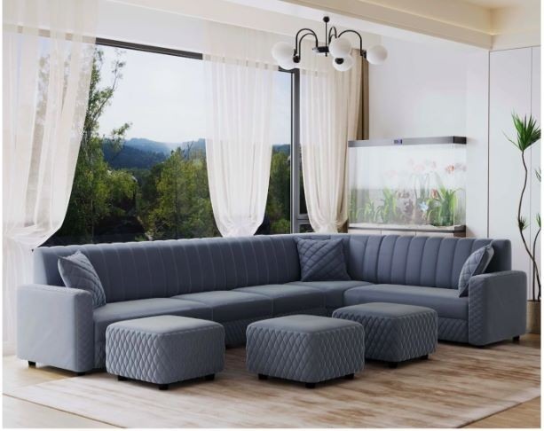 The CloudScape gray L-Sectional & Ottoman Suite