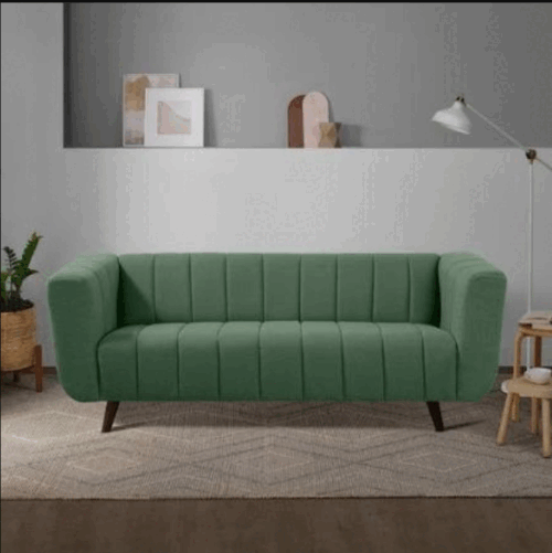 Kiki Mid-Century Modern Sapling Green Channel-Tufted Sofa