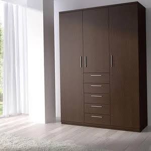 Nero Wenge 3-Door Premium Wardrobe with 5 Chest Drawers