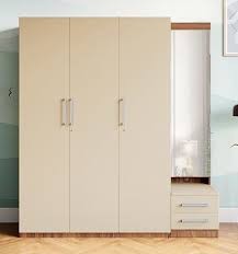 Ivory Cream 3-Door Wardrobe with Integrated Dressing Station