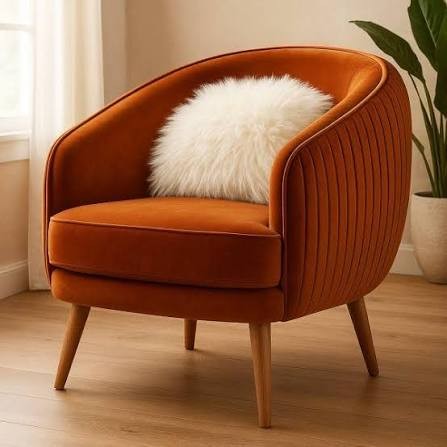 Sienna Mid-Century Modern Burnt Orange Velvet Barrel Chair