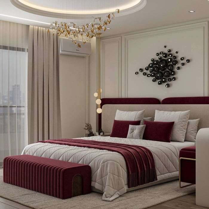 The Royal Burgundy Winged Executive Bed