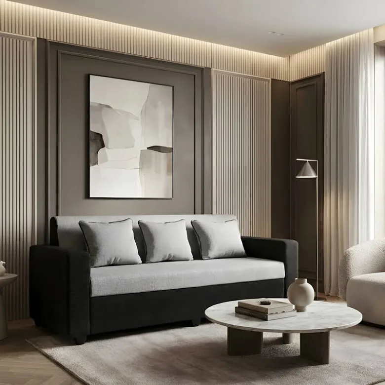 Executive Tuxedo Contrast Sofa (Charcoal Black & Mist Grey)