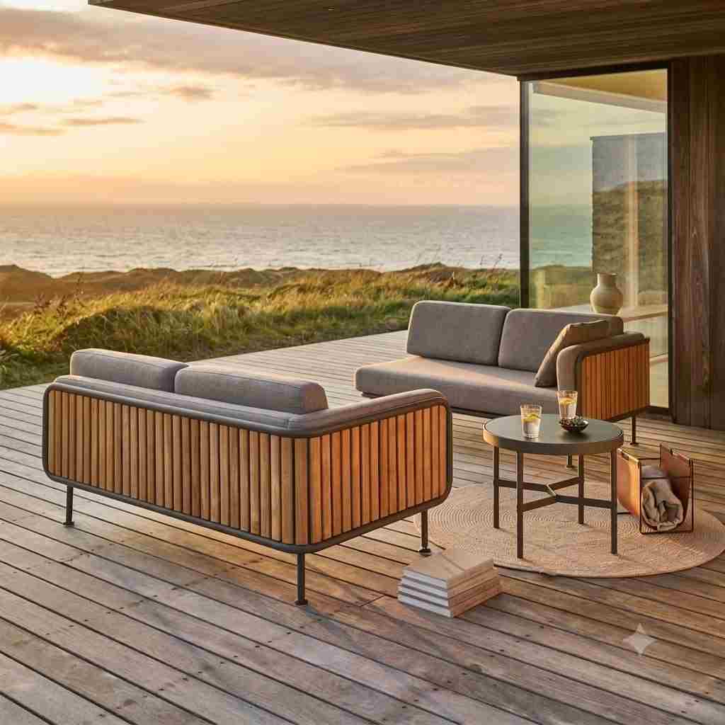 The Horizon Slatted Sofa Set