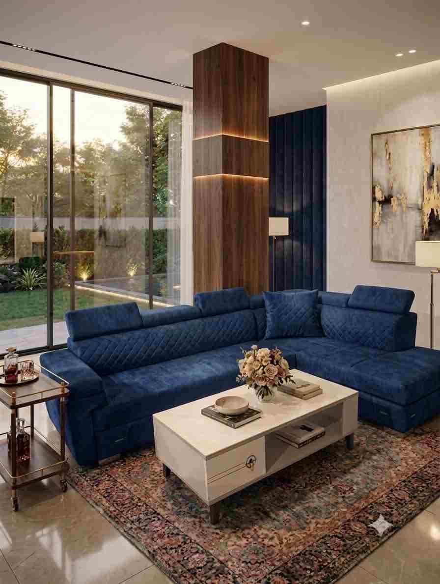 Verona Luxury L Shape Sectional Sofa Set with Diamond Quilted Backrest Multi Color Options