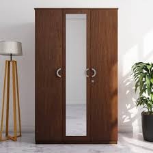 Imperial Walnut 3-Door Wardrobe with Dressing Mirror