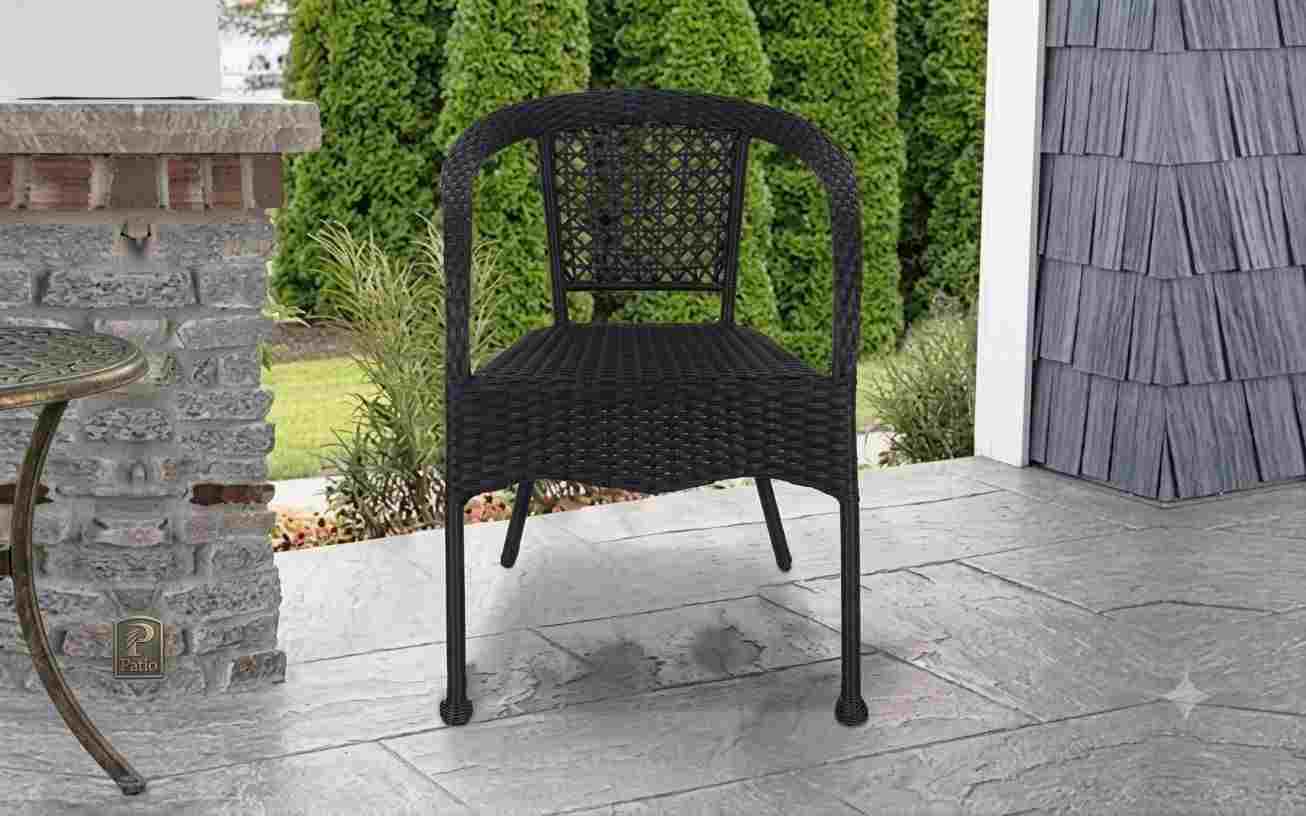 Modern Black All-Weather Wicker Outdoor Patio Armchair