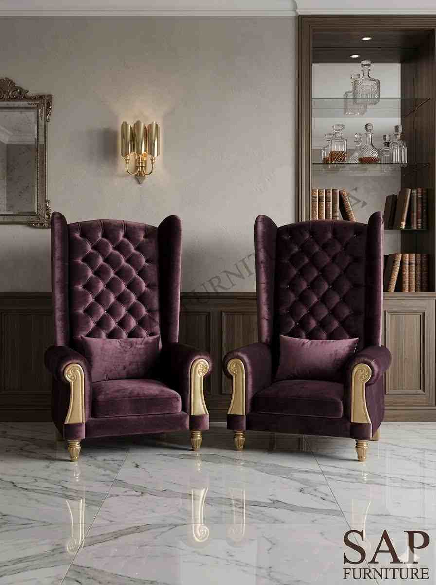 The Royal Plum Crystal Throne Chair