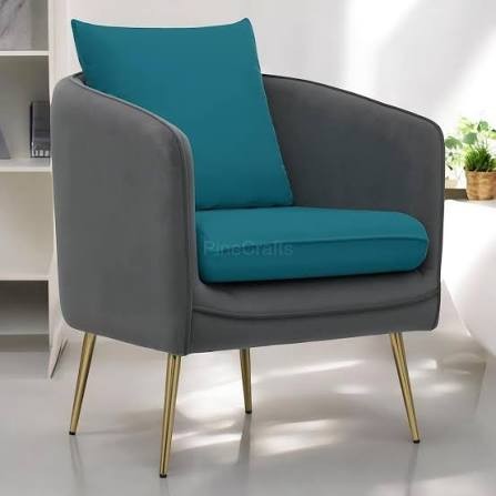 Aura Contemporary Dual-Tone Grey & Teal Barrel Accent Chair