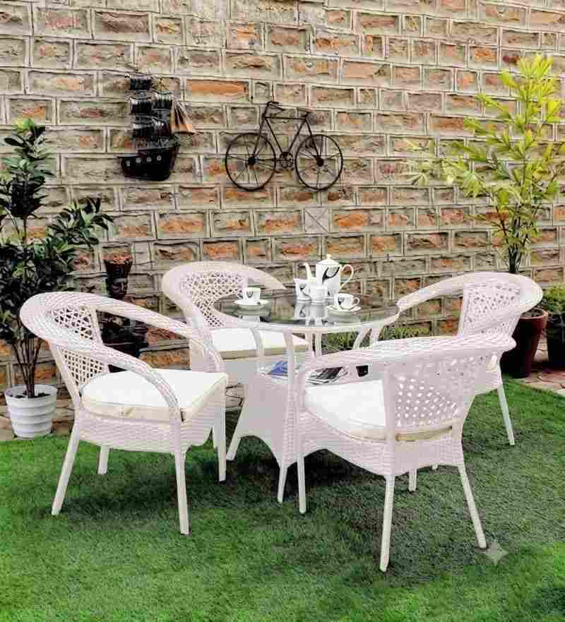 The Santorini White Wicker Bistro Set
