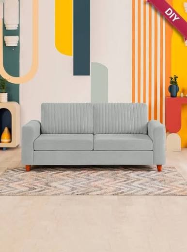 The Aurora Channel-Tufted Light Grey Sofa