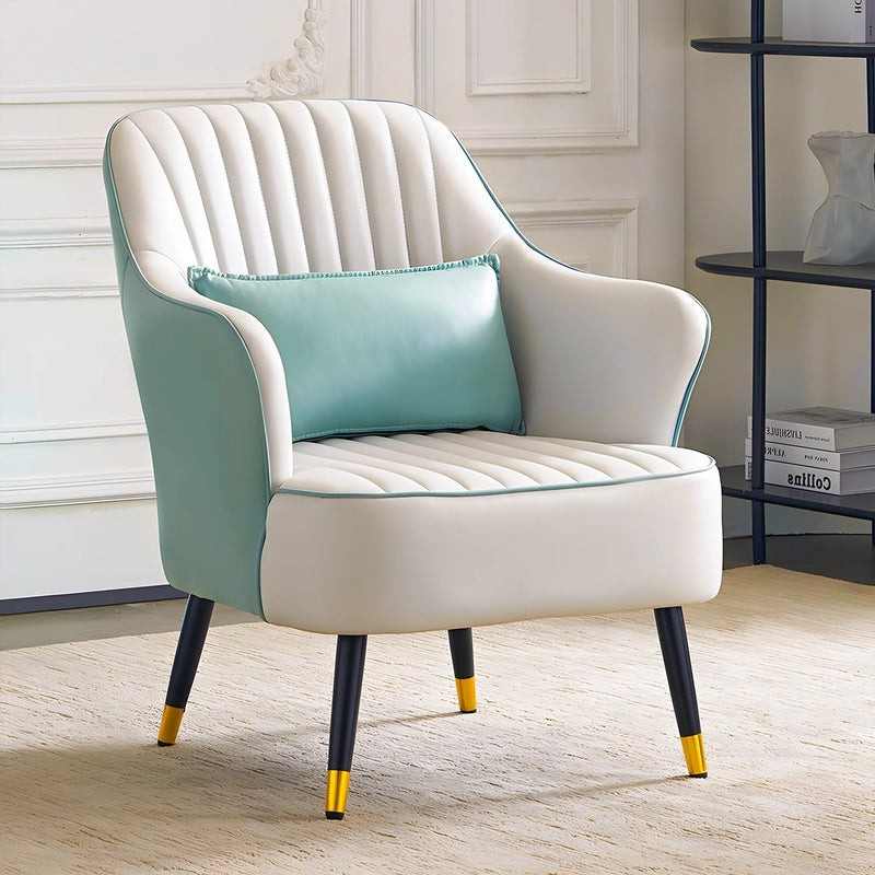 Aria Dual-Tone Channel-Tufted Velvet Accent Chair with Lumbar Pillow